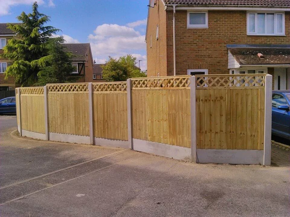 Timber fencing with concrete posts installed to a garden boundary
